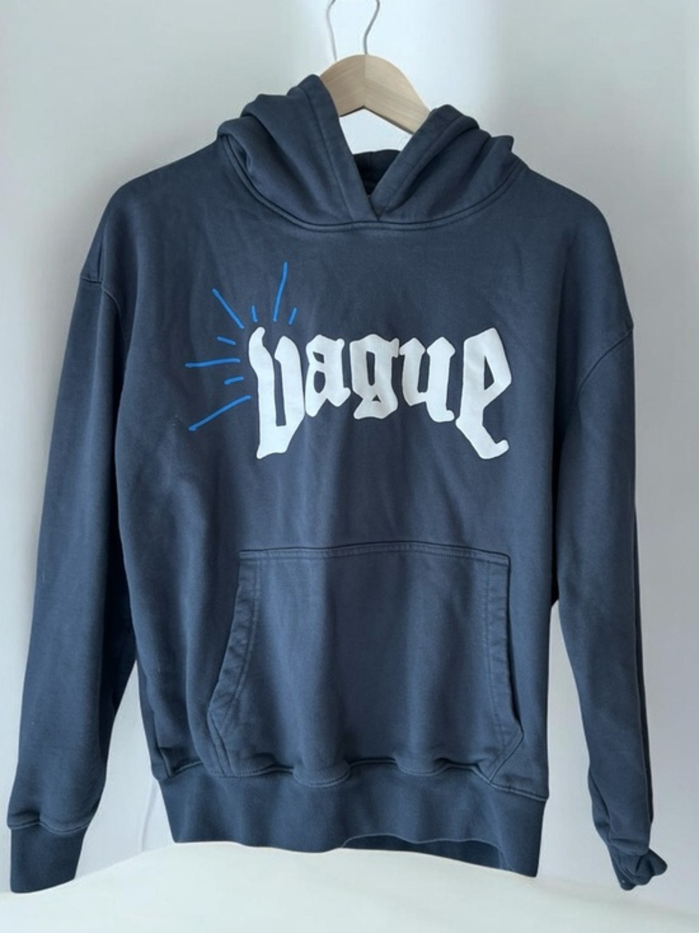 Vague Studios 777 angel Logo Hoodie Charcoal Gray Streetwear 100% cotton